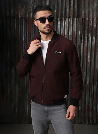 هاي ستار جاكيت رجالي مطبوع بقصة مريحة من البوليستر 100% بلون نبيتي
