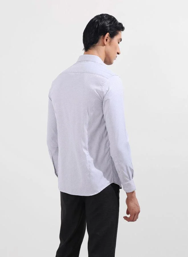 شركة المرآب الهندية Men Slim Fit Geometric Printed Small Collar Full Sleeves Shirt