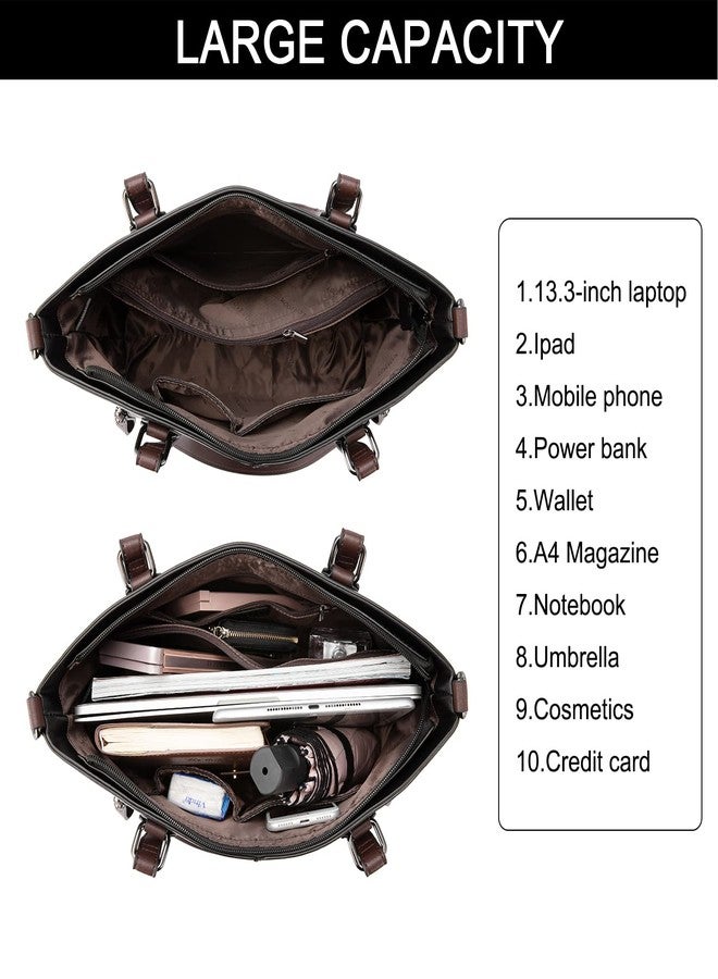 LOVEVOOK Large Shoulder Bag for Women Faux Leather Purse Work Bags with Multi-Pockets Designer Handbag, Black, Large - Image 4