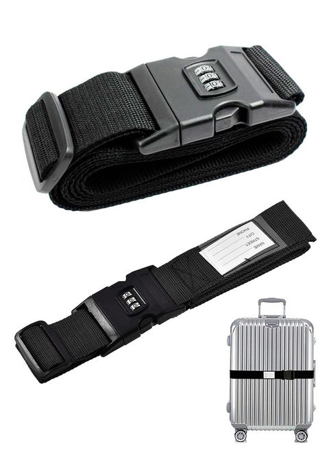 Travelling Luggage Strap With Modern Password Security Lock And ID Identifier Label for Suitcases Trolleys Bags and All kind of Luggage, Heavy Duty Adjustable Luggage Strap Waterproof and Dustproof