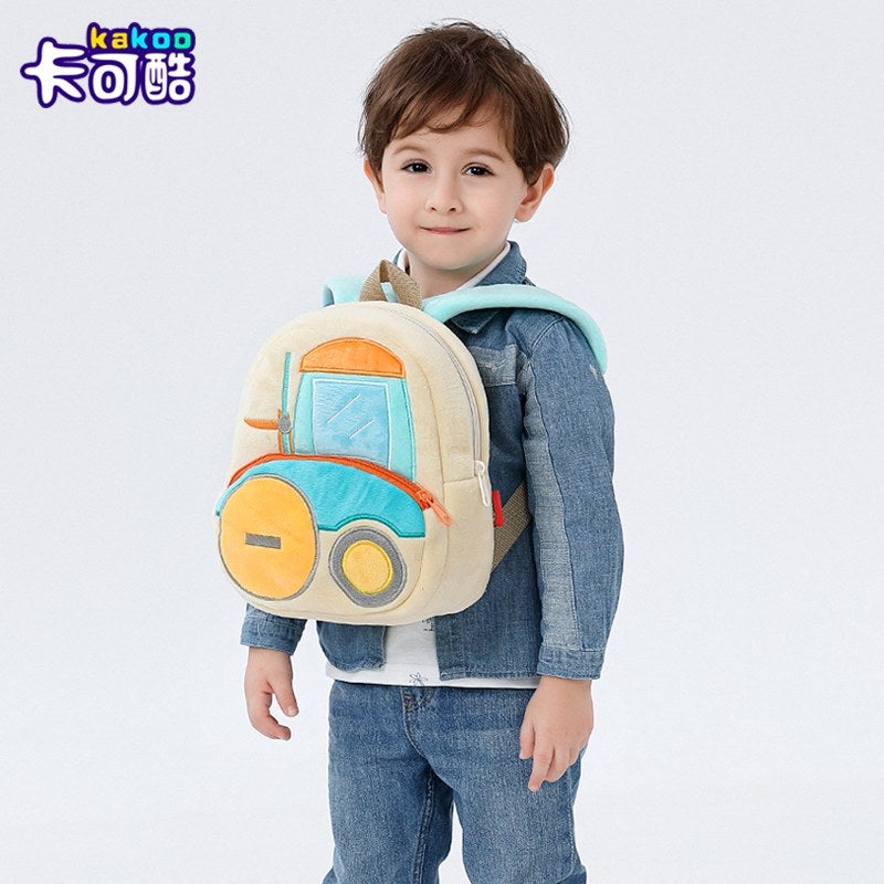 Plush Kids Backpack, Forklift Vehicle Design, Soft Lightweight School Bag for Toddlers and Preschool Kids - Image 2