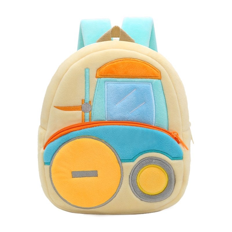 Plush Kids Backpack, Forklift Vehicle Design, Soft Lightweight School Bag for Toddlers and Preschool Kids - Image 1