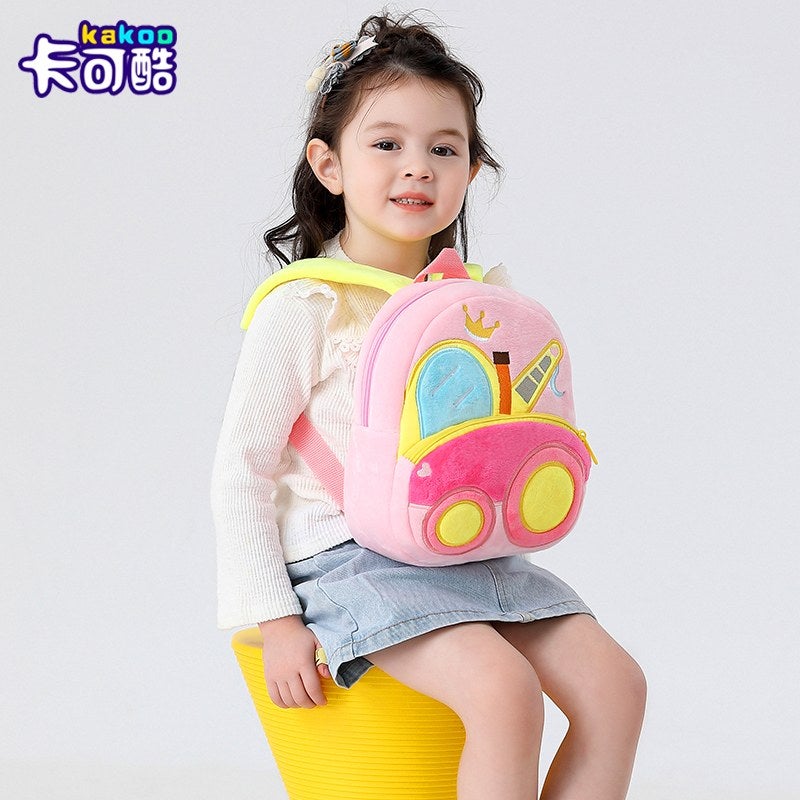 Plush Kids Backpack, Forklift Vehicle Design, Soft Lightweight School Bag for Toddlers and Preschool Kids - Image 3