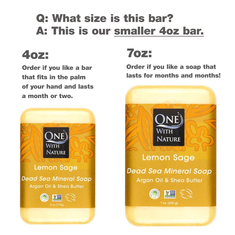 One With Nature Dead Sea Salt Lemon Sage Soap 4oz 3-Pack â€“ Purifying and Exfoliating Soap Bar with Dead Sea Minerals for Face & Body, for Men & Women - Image 2