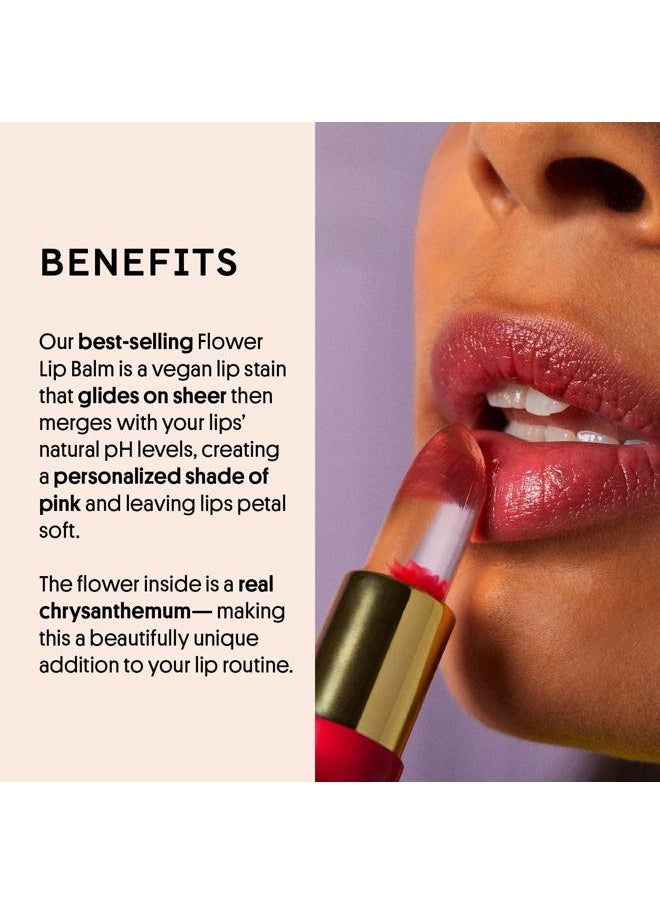 Winky Lux - Flower Balm, pH Lip Balm, Color Changing Lipstick and Tinted Lip Balm Stain, Vegan & Cruelty Free Lip Balm, Hydrate & Plump, Sheer Pink Lipstick, Pink Flower - Image 1