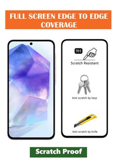 NAFCO For Samsung Galaxy A55 5G - Full Glue Tempered Glass Screen Protector - Advanced Border-Less Full Edge to Edge ,Shatterproof , High Responsiveness , Higher Transparency , Quick to Install ,Anti-scratch and Bubble-free Screen Protector - Black  - Image 2