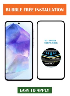 NAFCO For Samsung Galaxy A55 5G - Full Glue Tempered Glass Screen Protector - Advanced Border-Less Full Edge to Edge ,Shatterproof , High Responsiveness , Higher Transparency , Quick to Install ,Anti-scratch and Bubble-free Screen Protector - Black  - Image 4