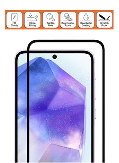 NAFCO For Samsung Galaxy A55 5G - Full Glue Tempered Glass Screen Protector - Advanced Border-Less Full Edge to Edge ,Shatterproof , High Responsiveness , Higher Transparency , Quick to Install ,Anti-scratch and Bubble-free Screen Protector - Black  - Image 3