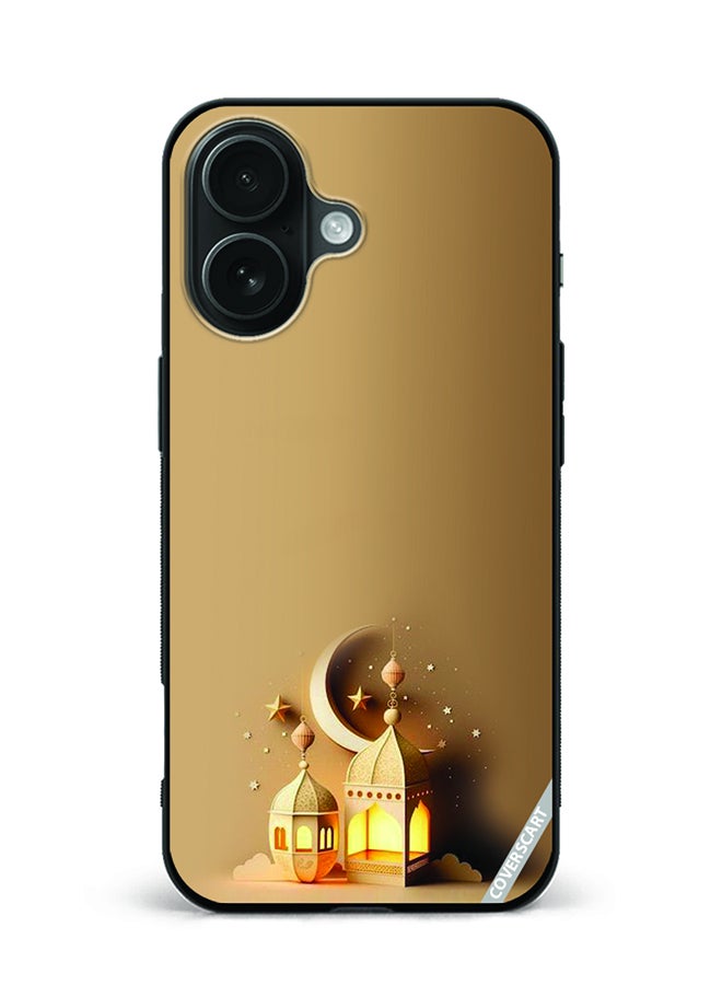 Protective Case Cover For Apple iPhone 16 Lantern Design Gold