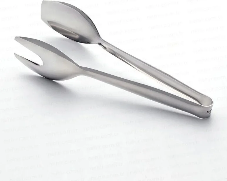 نهير Set of 4 Steel Tongs (Pastry Tongs+Grill Tongs 28CM+SERVICE Tongs+Pasta Tongs)