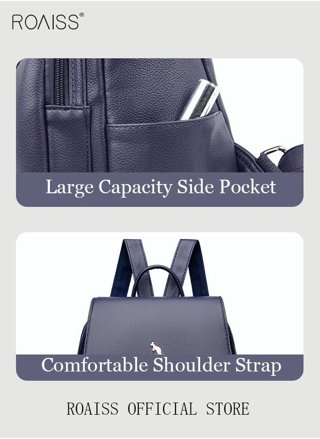 roaiss - Women's Fashion Backpack Leather Zipper Bag Fashion Casual Backpack Large Capacity Travel Bag Tote Bag - Image 1