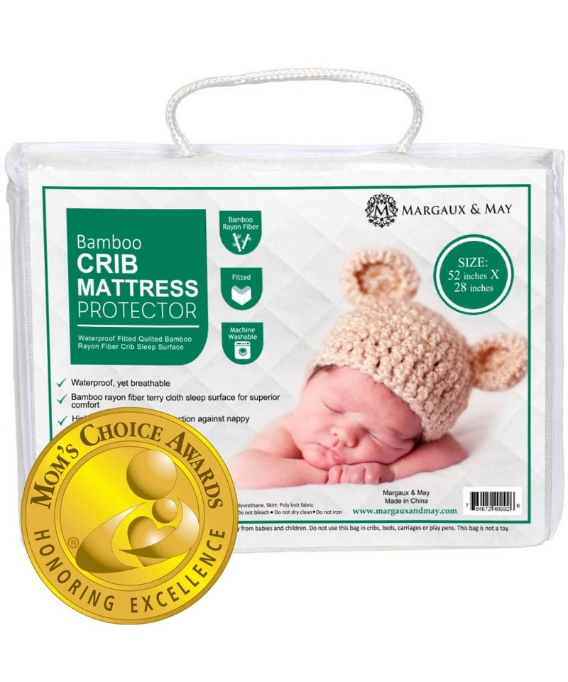 MARGAUX & MAY Crib Mattress Protector Pad  UltraSoft Waterproof Breathable Premium Bamboo Rayon  Noiseless Fitted Dryer Safe Cover High Absorbency OekoTEX Certified 28 x 52 x 9 inches MARGAUX  MAY 