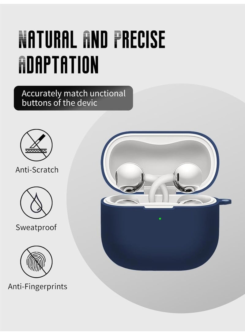 ACLIX Silicone Case For Huawei Free Clip 2, Anti-Shock, Anti-Drop, Anti-Dust, Visible LED Light, Protective Cover with Keychain | Dark Blue - Image 3