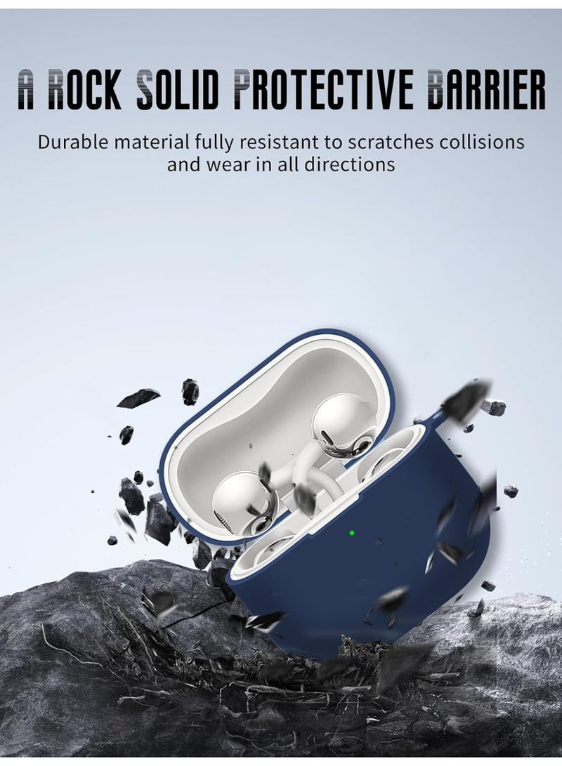 ACLIX Silicone Case For Huawei Free Clip 2, Anti-Shock, Anti-Drop, Anti-Dust, Visible LED Light, Protective Cover with Keychain | Dark Blue - Image 2