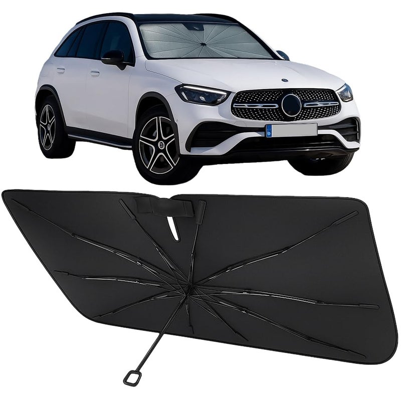 Proadsy Windshield Sun Shade Umbrella for MercedesBenz GLC 20232025 Foldable Car Umbrella Sunshade with Soft TPU Handle Spring Structure Crystal Cooling Material Protect Car from Rays Heat