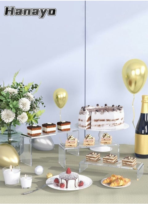 6 Pcs Acrylic Display Stands Clear Display Risers Dessert and Cupcake Stand Risers for party event shoe Riser Display Organizer Cosmetics Display Riser