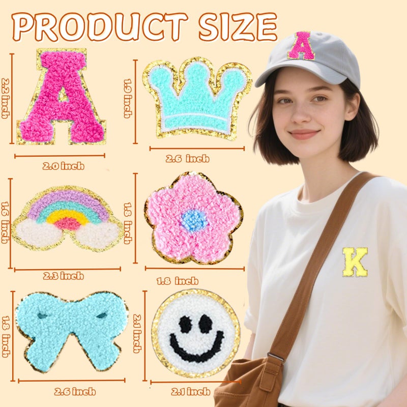 GAMYPET Chenille Letter Patches Self Adhesive Stickers for DIY â€“ 134 Pcs Fuzzy Cute Varsity Patches Embroidery Jackets, Jeans Patches Gift Bag Decoration - Image 2