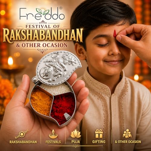 FREDDO-Stainless Steel Chandan Roli Tika Chopda Set/Chawal Akshat Haldi Dibbi/Kumkum Holder Chopda (NO 4) Pack of 1 Piece - Image 3