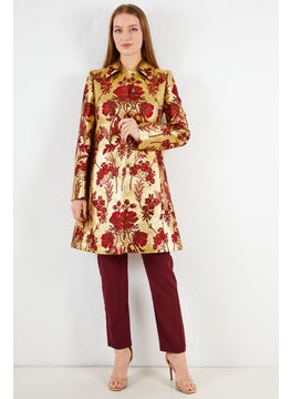 Dolce & Gabbana Women Regular Fit Floral Print Casual Blazer, Gold  - Image 4