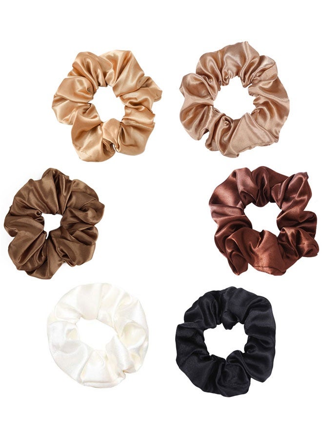 HAWAWA 6pcs Hair Silk Scrunchies Satin Elastic Hair Bands Scrunchy Hair Ties Ropes Scrunchie Hair Accessories for Women and Girl Assorted Colors - Image 1