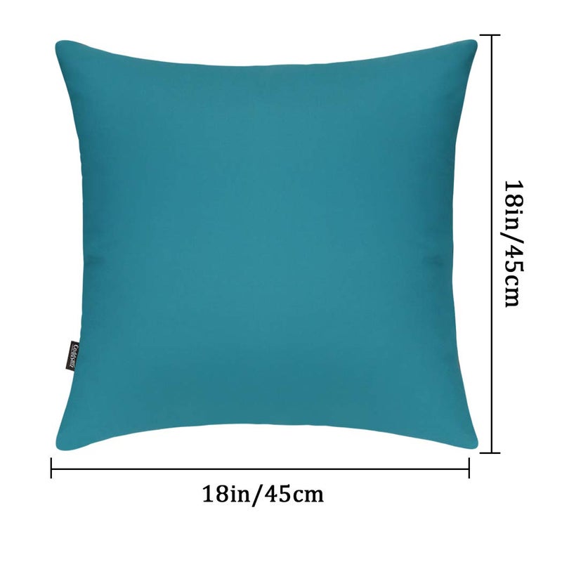 Coddsmz 4 Pack Decorative 100% Cotton Pillow Covers Square Cushion Cover Solid DIY Throw Pillowcase for Home Bed Sofa Halloween Christmas Teal 4 Pack-18"" x 18""/45x45cm - Image 2