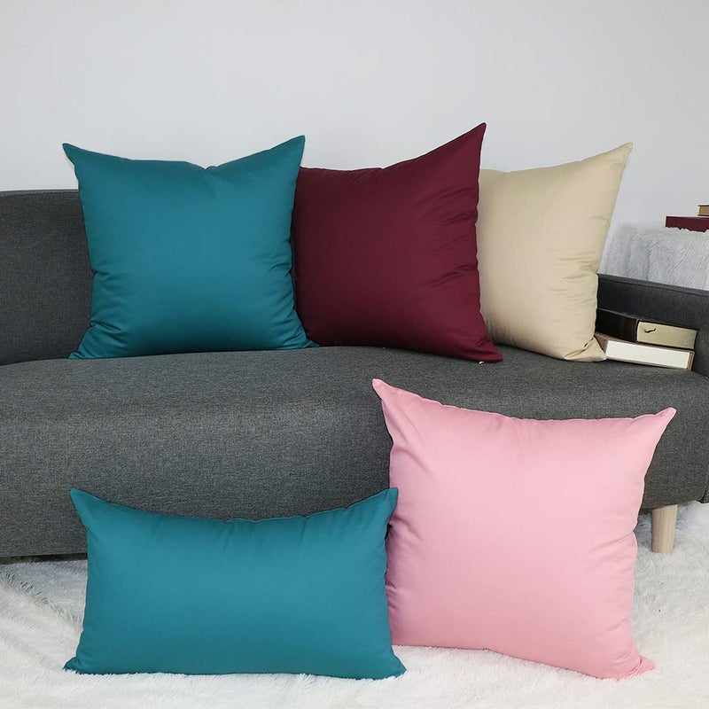 Coddsmz 4 Pack Decorative 100% Cotton Pillow Covers Square Cushion Cover Solid DIY Throw Pillowcase for Home Bed Sofa Halloween Christmas Teal 4 Pack-18"" x 18""/45x45cm - Image 5
