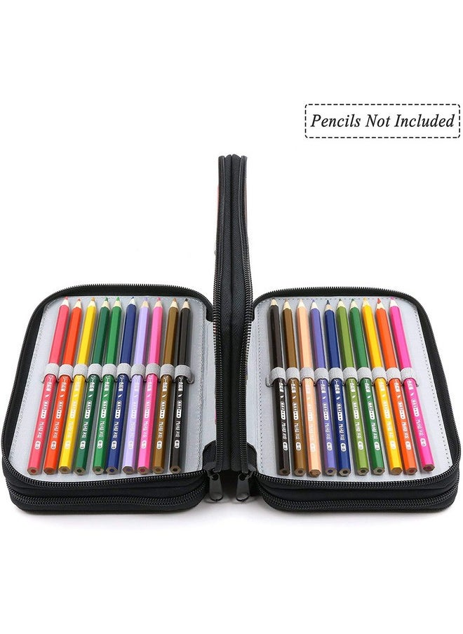 ArtBee ArtBee® 72 Holes Handy Multi-Layer Zipper Pencil Case with Handle Strap, Oxford Fabric (Black)  - Image 2