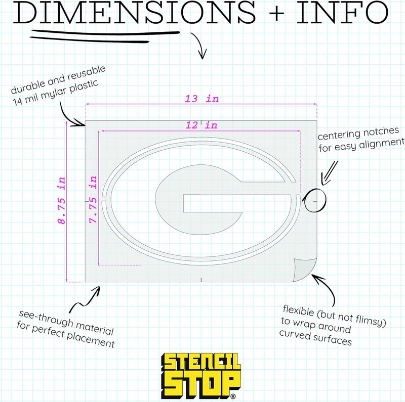 Stencil Stop Georgia Bulldogs Power G Stencil – 12 x 7.76 Inches, Officially Licensed, Reusable Stencil for Painting on Wood, Walls, Signs, and Home Decor – Great for DIY Crafts and Game Day Decorations - Image 2