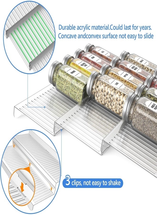 8PCS Spice Drawer Organizer,4 Tier- 4 Pack In Drawer Spice Organize and Kitchen Jars Seasoning Drawer Organizer Insert,Expandable From 11'' to 22'' Spice Rack and Tray for Cabinet