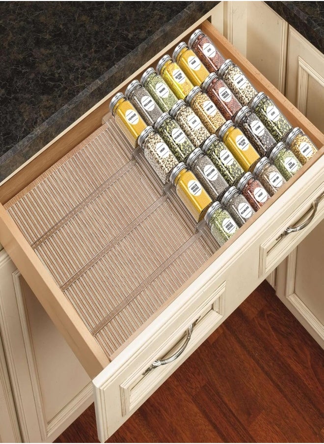 8PCS Spice Drawer Organizer,4 Tier- 4 Pack In Drawer Spice Organize and Kitchen Jars Seasoning Drawer Organizer Insert,Expandable From 11'' to 22'' Spice Rack and Tray for Cabinet