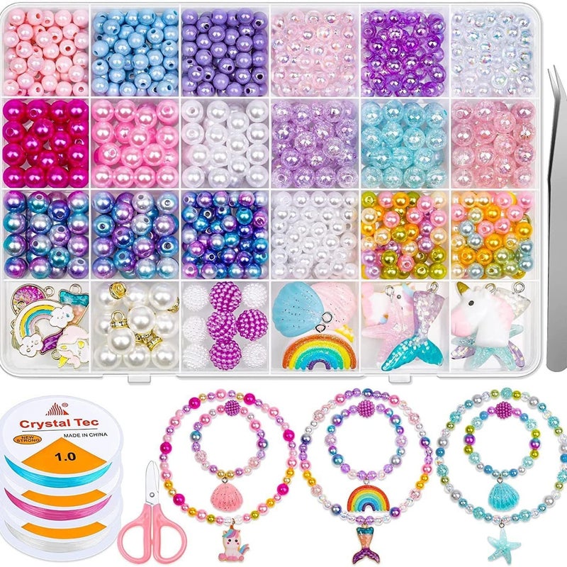 Capstro 773PCS Pearl Beads Set – 14 Colors Assorted Beads for DIY Jewelry Making, Unicorn Bracelet & Handmade Pearl Necklace Craft Kit for Kids Girls - Image 1