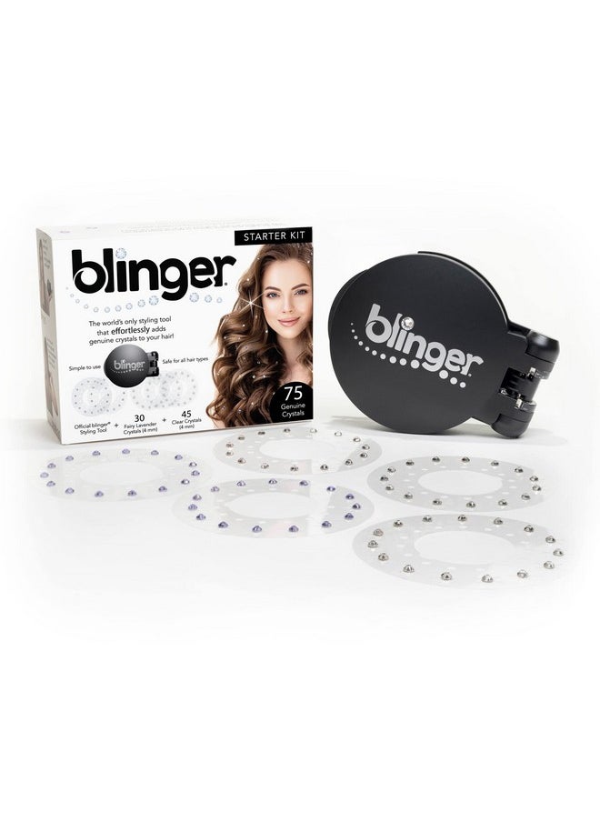 Blinger - Blinger Starter Kit ; Women'S Hair Styling Tool + 75 Precisioncut Glass Crystals ; Bling Hair In Seconds! Bedazzling Multifaceted Gems ; Hairsafe Bling In Brush Out ; By Blinger Kids Inventor - Image 1