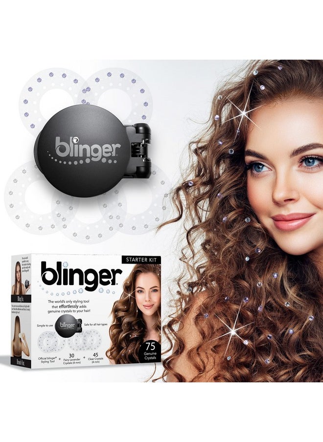 Blinger - Blinger Starter Kit ; Women'S Hair Styling Tool + 75 Precisioncut Glass Crystals ; Bling Hair In Seconds! Bedazzling Multifaceted Gems ; Hairsafe Bling In Brush Out ; By Blinger Kids Inventor - Image 1