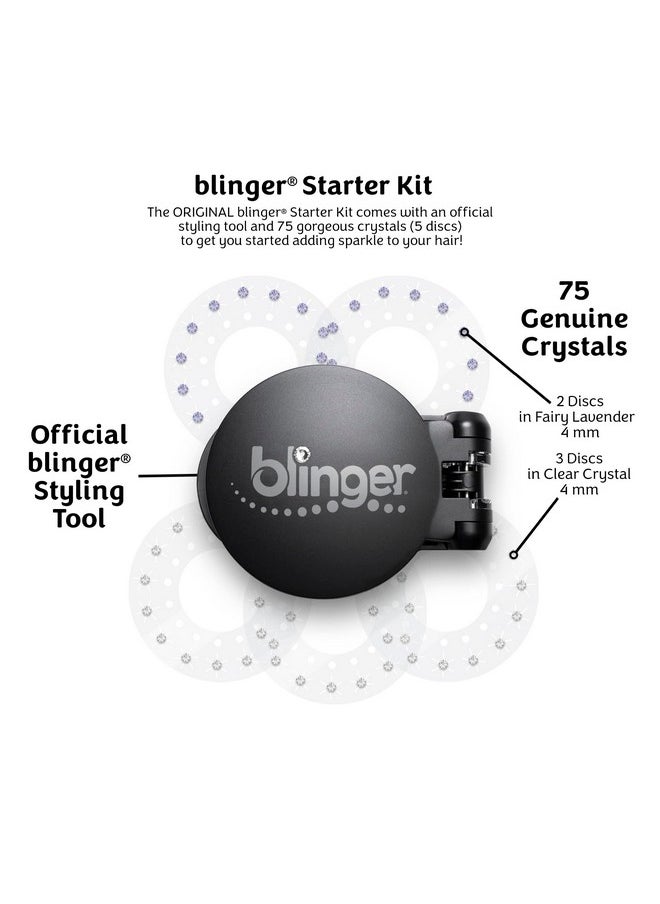 Blinger - Blinger Starter Kit ; Women'S Hair Styling Tool + 75 Precisioncut Glass Crystals ; Bling Hair In Seconds! Bedazzling Multifaceted Gems ; Hairsafe Bling In Brush Out ; By Blinger Kids Inventor - Image 1