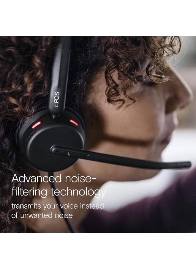 EPOS - EPOS Impact 460 - Double-Sided On-Ear Headset with Microphone Dual, Noise Filtering, USB C/USB A Port, Home Office, Plug and Play, Zoom, UC Compatibility - Black - Image 1