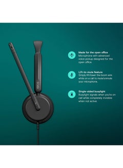 EPOS EPOS Impact 460 - Double-Sided On-Ear Headset with Microphone Dual, Noise Filtering, USB C/USB A Port, Home Office, Plug and Play, Zoom, UC Compatibility - Black  - Image 3