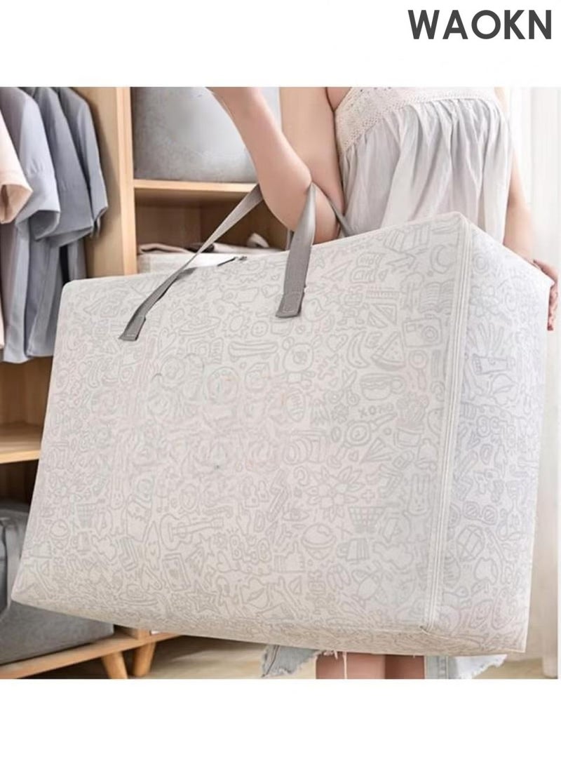 دبليو أيه أو كي أن سحر تخزين الملابس متعددة الوظائف - كيس تخزين قابل للطي مع سحاب مريح ومقبض معزز ، سهل تنظيم الملابس والبطانيات والسترات في غرفة النوم والخزانة (مجموعة من 3 قطع) - Image 4