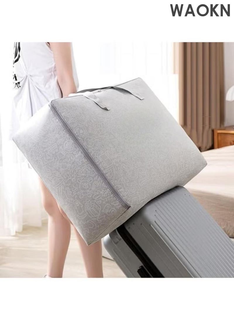 دبليو أيه أو كي أن سحر تخزين الملابس متعددة الوظائف - كيس تخزين قابل للطي مع سحاب مريح ومقبض معزز ، سهل تنظيم الملابس والبطانيات والسترات في غرفة النوم والخزانة (مجموعة من 3 قطع) - Image 2