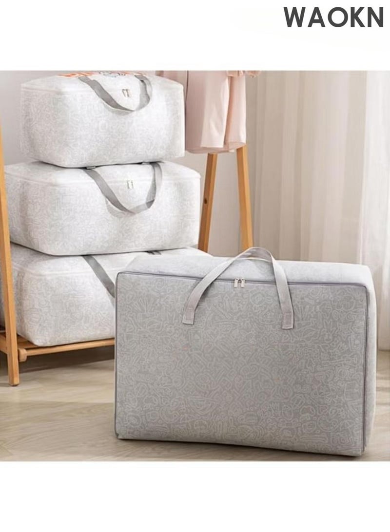 دبليو أيه أو كي أن سحر تخزين الملابس متعددة الوظائف - كيس تخزين قابل للطي مع سحاب مريح ومقبض معزز ، سهل تنظيم الملابس والبطانيات والسترات في غرفة النوم والخزانة (مجموعة من 3 قطع) - Image 5