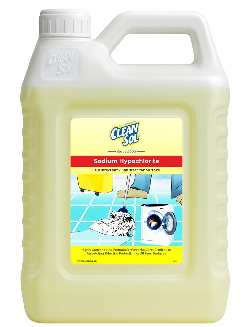 Cleansol Sodium Hypochlorite (5 Ltr) - Multipurpose Disinfectant Liquid - Image 1