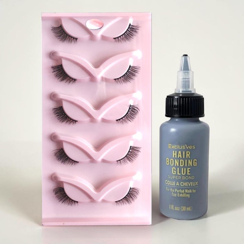 5 Terminal fluffy eyelashes pairs + eyelash adhesive 30ml (5 Terminal eyelashes pairs + eyelash adhesive) - Image 1