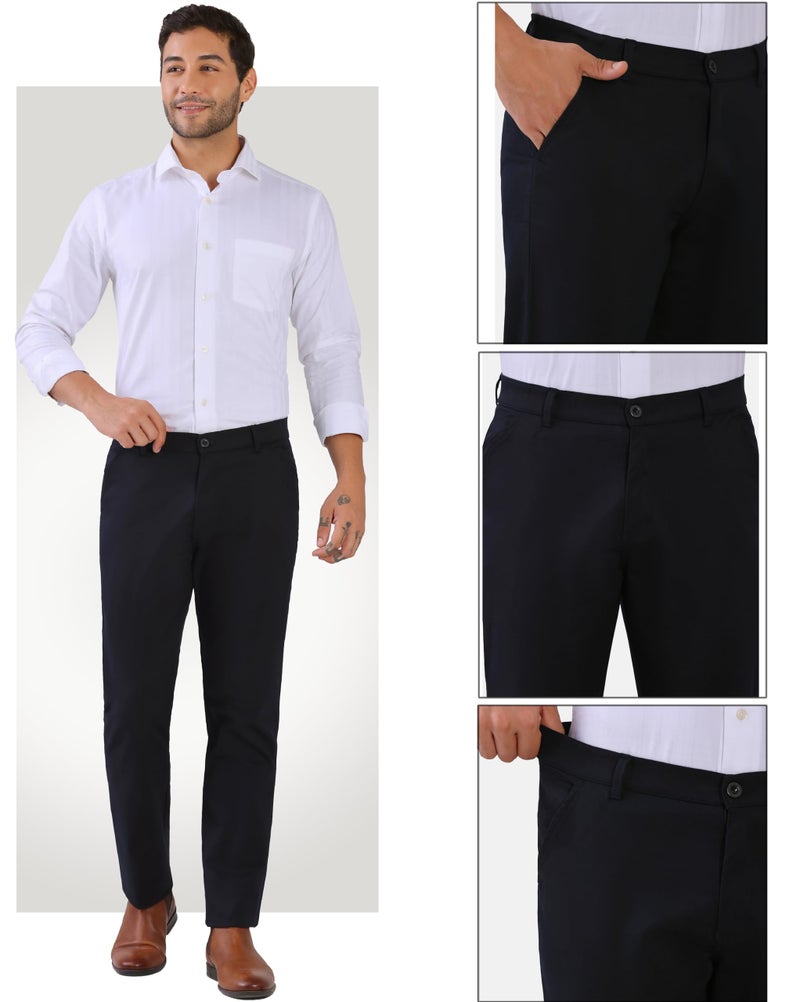 TAGDO® Men's Cotton Casual Trouser |Trousers for Man |Formal Pant for Man |Cotton Pants for Men (Trouser-2042-Navy-34) - Image 2
