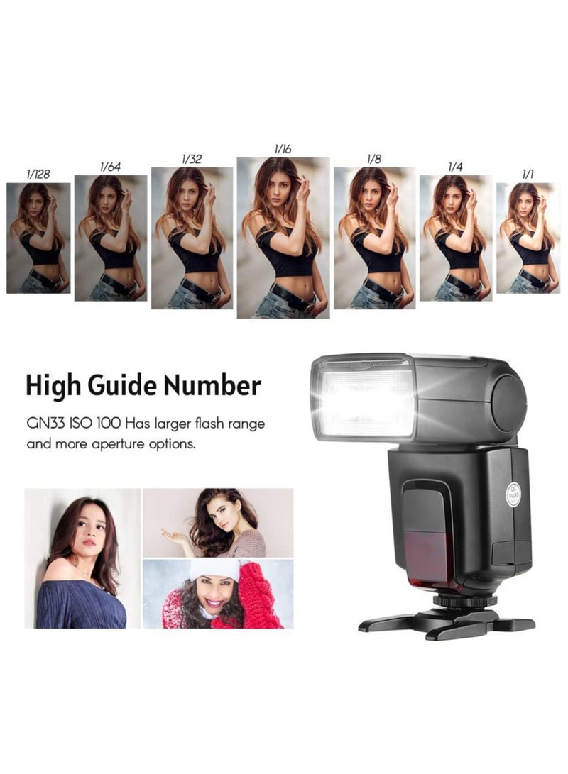TT520ⅡUniversal On-Camera Flash Electronic Speedlite + AT-16 2.4G Wireless Trigger Transmitter Guide Number 33 S1 S2 Modes Replacement for Canon Nikon Pentax - Image 2