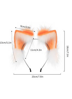 Excefore Faux Fur Cat Ears and Wolf Fox Tail Set, Cosplay Costume Faux Fur Hair Clip Headdress Anime Cosplay Party (Orange)  - Image 2