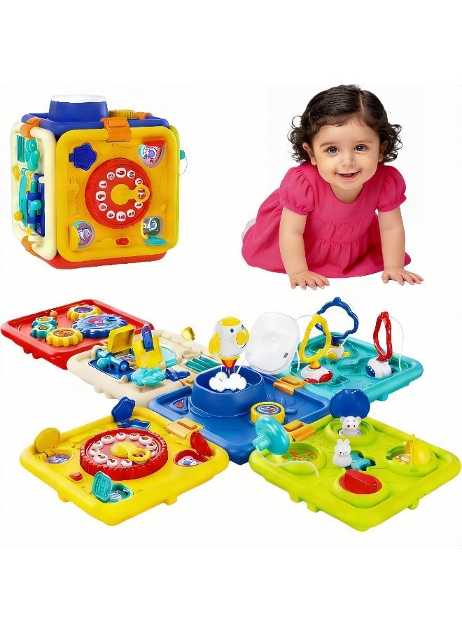 Montessori Busy Board for 1+ Year Old Girl  Boy Gifts,6-in-1 Educational Sensory Early Development Toys for Toddlers 1-5, , First 1st Birthday Gift or Festival Gift for 1-5 Year Old Kids - Image 1