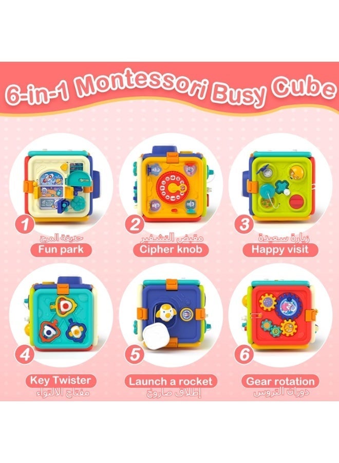 Montessori Busy Board for 1+ Year Old Girl  Boy Gifts,6-in-1 Educational Sensory Early Development Toys for Toddlers 1-5, , First 1st Birthday Gift or Festival Gift for 1-5 Year Old Kids - Image 2