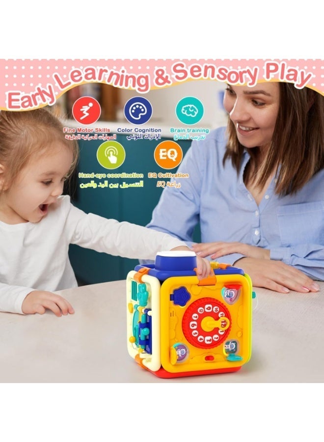 Montessori Busy Board for 1+ Year Old Girl  Boy Gifts,6-in-1 Educational Sensory Early Development Toys for Toddlers 1-5, , First 1st Birthday Gift or Festival Gift for 1-5 Year Old Kids - Image 4