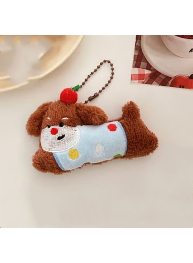 Cute plush toy pendant, creative and quirky charm (polka dot puppy plush toy - pendant)