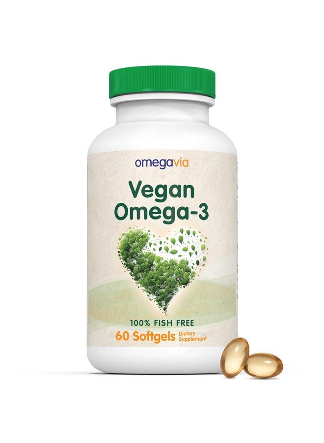 omegavia أوميغا فيا مكمل أوميغا 3 نباتي، بديل زيت السمك أوميغا 3 من الطحالب، 300 ملغ أحماض دهنية DHA نباتية، مستند إلى النباتات، صديق للكوكب والمحيط، مختبر IAOS 5 نجوم، 60 كبسولة لينة - Image 1