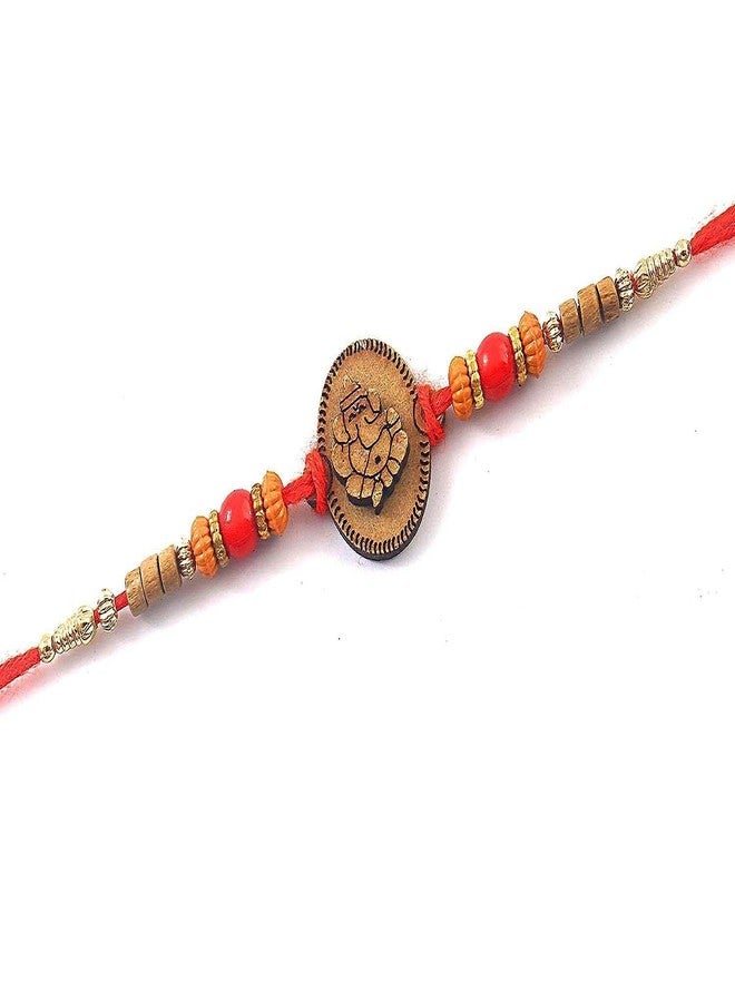 RA-Rock مجموعة RA-Rock Ganesh Rakshyabandhan Rakhi لأخ Bhaiya مع Roli Chawal وبطاقة تهنئة-RR122 - Image 1